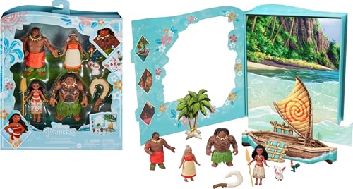 Mattel Disney Princess Moana Small Doll Story Pack with 1 Moana Doll, 5 Character Figures and 1 Accessory from the Movie