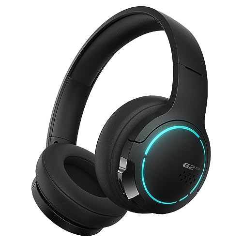 Edifier Hecate G2BT Gaming Headset, Bluetooth 5.2 Wireless Headphones with 40mm Driver, Deep Bass Stereo Sound, Lightweight Noise Cancelling Over Ear Headphones with Soft Earmuffs, RGB Light, Black