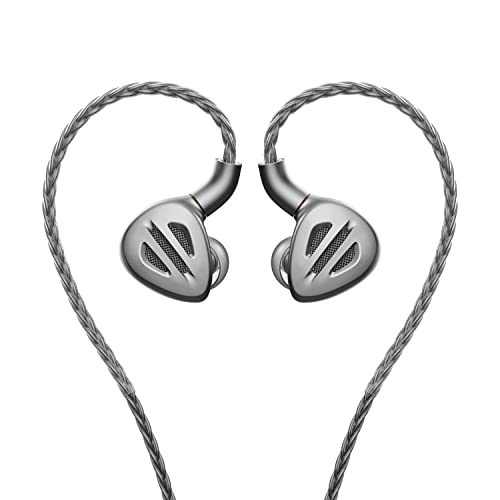 FiiO FH9 Headphones Earphone Wired High Resolution Over-The-Ear 1DD+6BA Detachable Cable Deep Bass Comes with 2.5/3.5/4.4mm Swappable Plugs for Smartphone/PC/Players/Home Audio(Titanium)
