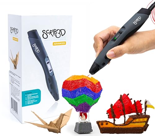 SCRIB3D Advanced 3D Printing Pen with 20 Feet of Filament, Stencil Book, and Project Guide