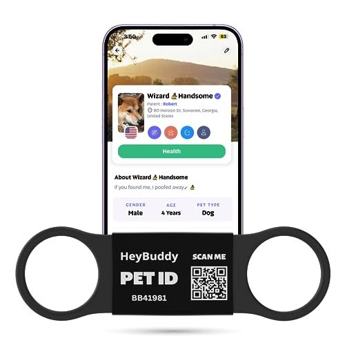 HeyBuddy Slide Series - QR Code Smart Pet Tags for Dogs & Cats, Personalized Pet Tag Stores Multiple Information, Includes Passive Location Tracking, Real-Time Notification & Community Alerts