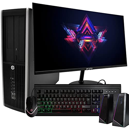 HP Elite Desktop PC Computer | Intel Quad-Core i5 | 8GB Ram | 1TB HDD | 24 Inch LCD Monitor (1080p HDMI), RGB Keyboard + Mouse | Desk Speakers | WiFi + Bluetooth | Windows 10 (Renewed)