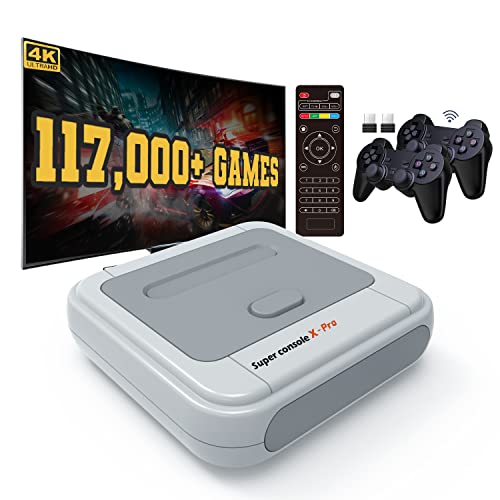 Kinhank Retro Game Console 256GB, Super Console X PRO Built-in 117,000+ Games, Video Game Console Systems for 4K TV HD/AV Output, Dual Systems (256G)