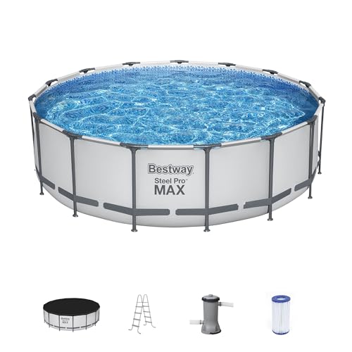 Bestway: Steel Pro MAX 15' X 48' Above Ground Pool Set - 4231 Gallon, Outdoor Family Pool, Corrosion & Puncture Resistant, Includes Filter, Pump, Ladder & Cover