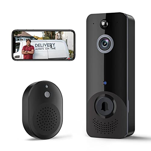 EKEN Doorbell Camera Wireless with AI Smart Human Detection, Cloud Storage, HD Live Image, 2-Way Audio, Night Vision, Included Ring Chime, IP65 Waterproof, 2.4Ghz WiFi Only, Battery Powered