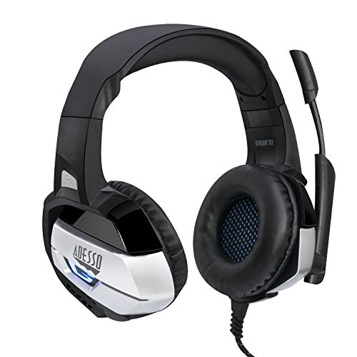 Adesso Xtream G2 - Gaming Headphones with Noise Cancelling Microphone and LED Lighting for PC, PS4, Xbox, Nintendo Switch, and Laptops, Blue, 9.00in. x 4.00in. x 9.00in.