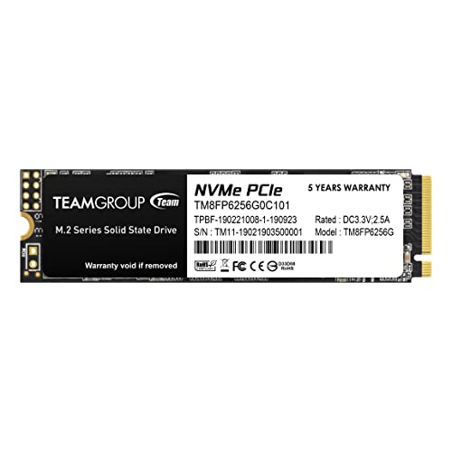 TEAMGROUP MP33 256GB SLC Cache 3D NAND TLC NVMe 1.3 PCIe Gen3x4 M.2 2280 Internal Solid State Drive SSD (Read/Write Speed up to 1,600/1,000 MB/s) Compatible with Laptop & PC Desktop TM8FP6256G0C101