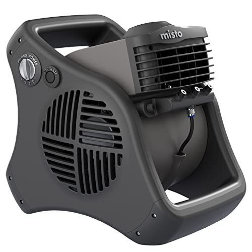 Lasko Misto Outdoor Misting Blower Fan, Ideal for Sports, Camping, Decks & Patios, 3 Speeds, 15', Black, 7054,Gray/Black