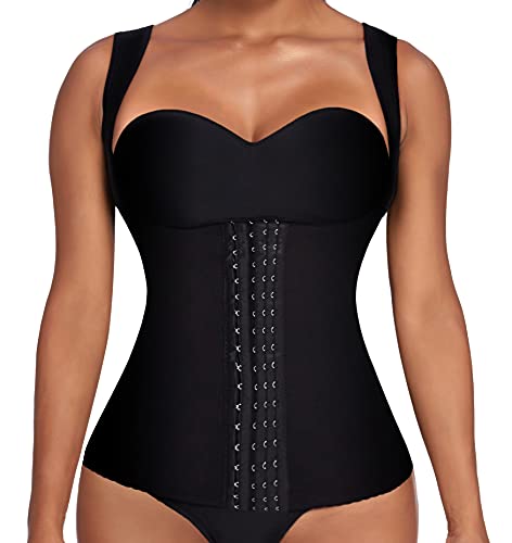 Ekouaer Womens Underbust Corset Waist Trainer Vest for Weight Loss Body Shaper,Black-vest,S fit 26-28 Inch Waistline