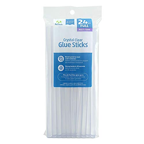 AdTech Hot Glue Sticks 10' Full Size, Clear, 24 Sticks