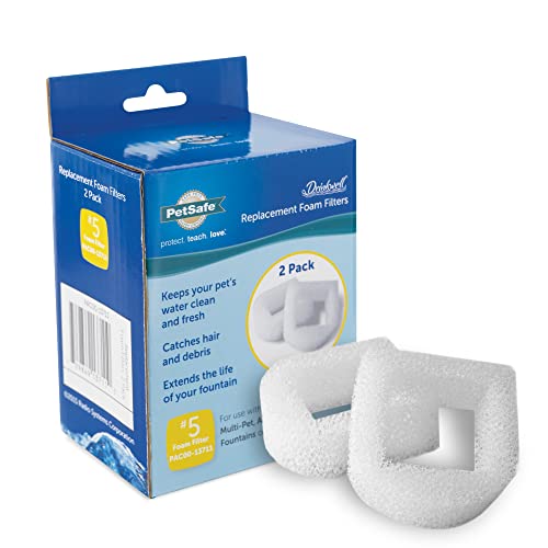 PetSafe Drinkwell Replacement Foam Filters Compatible with PetSafe Ceramic and Stainless Steel Pet Fountains, for Water Dispensers, 2 Pack - PAC00-13711