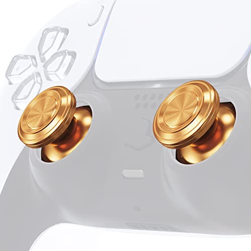 eXtremeRate Custom Gold Metal Thumbsticks for PS5 Controller, Replacement Aluminum Analog Stick Joystick for PS4 Controller - Controller NOT Included