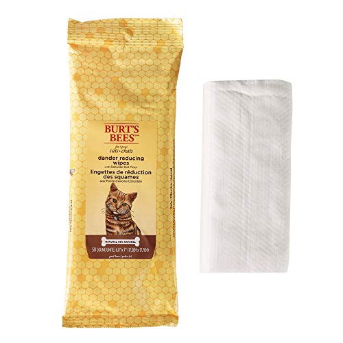 Burt's Bees for Pets Cat Natural Dander Reducing Wipes | Kitten and Cat Wipes for Grooming, 50 Count | Cruelty Free, Sulfate & Paraben Free, pH Balanced for Cats - Made in the USA