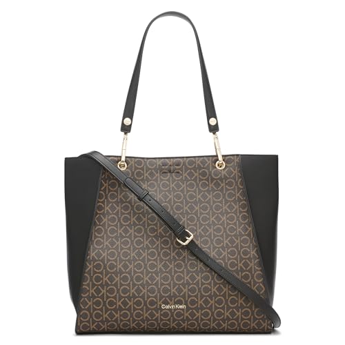 Calvin Klein Reyna North/South Tote, Brown/Khaki/Black