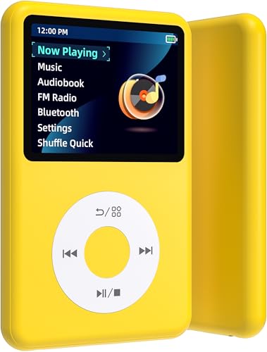 Innioasis 128G Mp3 Player with Bluetooth, 2.4' Portable Mini HiFi Sound Bluetooth Walkman Digital Music Player Storytelling Player for Kids (Yellow)