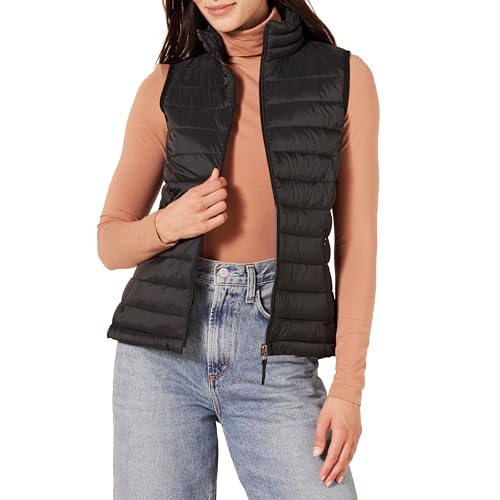 Amazon Essentials Women's Lightweight Water-Resistant Packable Puffer Vest, Black, Small