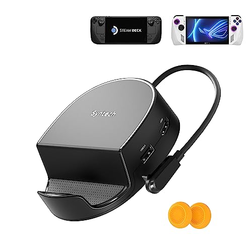 Syntech Mini Dock Compatibility with Steam Deck/Steam Deck OLED/ROG Ally/Lenovo Legion Go, 6-in-1 Docking Station with HDMI 2.0 4K@60Hz, Gigabit Ethernet, 3 x USB 3.0, PD Charging Stable Round Doc