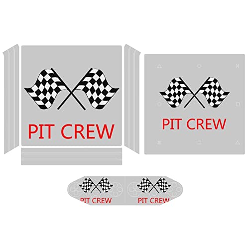 Racing Car Pit Crew Checkered Flag Cute Sticker Skin Protector Slim Cover for PS-4 Slim/PS-4 Pro Console & 2 Controller