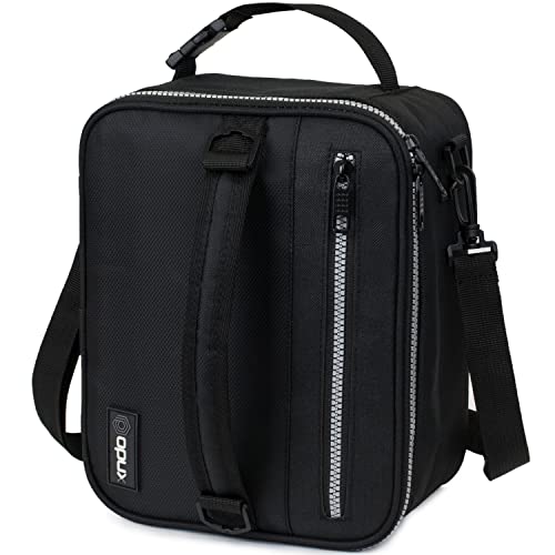 opux Insulated Lunch Box for Men Women Adult, Compact Lunch Bag for Kids Boy Girl Teen, Soft Lunch Cooler Bag for Work School, Leakproof Lunchbox Lunch Pail with Clip-on Buckle, Black