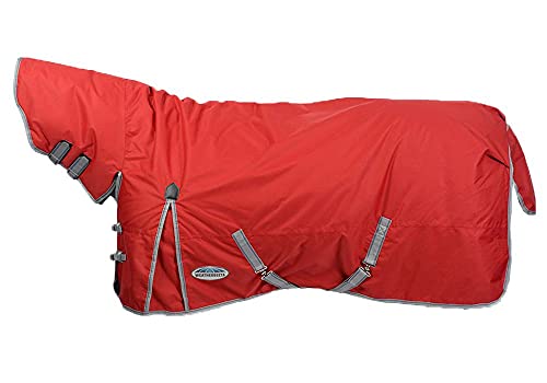 WeatherBeeta ComFiTec Classic Combo Neck Lite Horse Blanket, Red/Silver/Navy, 75'