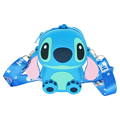 Kawaii Stitch Crossbody bag with Adjustable Shoulder Strap, Handbag Zipper, Badge Wallet Lanyard, Purse Bag Coin Pouch Accessories Money for Students Teens Girls Boys