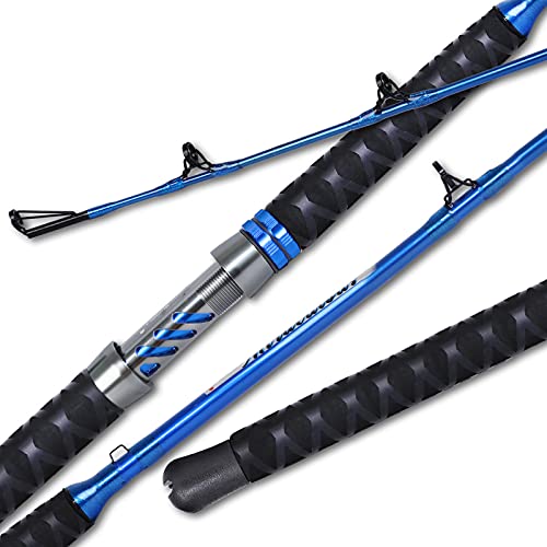 Fiblink Catfish Fishing Rod 1 Piece/2 Piece Catfishing Fishing Pole Portable Travel Heavy Cat Catfish Casting Rod (6'/6'6'/7'/8'/9') (A:8' - 2Pcs - Blue)