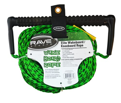 RAVE 3-Section Wakeboard/Kneeboard Rope(70-feet),Green