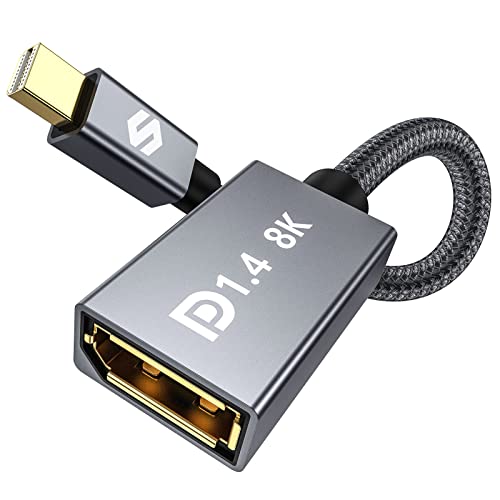 Silkland 8K Mini DisplayPort to DisplayPort 1.4 Adapter, 8K@60Hz 4K@144Hz Mini DP to DP Adapter, HDR, DSC1.2, G-Sync FreeSync, Mini DP [Thunderbolt 2] Gaming Laptop, MacBook, iMac, Monitor, VR