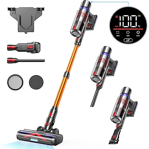 HOMPANY Cordless Vacuum Cleaner, 500W/40Kpa Stick Vacuum with Touch Screen, Max 60 Mins Runtime, Anti-Tangle Vacuum Cleaner for Home, 2023 Latest Motor Vacuum for Pet Hair/Carpet/Hard Floor