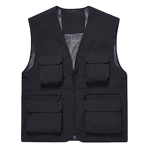 Zeiyignr Men's Casual Lightweight Outdoor Vest Quick Dry Fishing Vest Multi Pockets Sleeveless Jackets Hiking Utility Vests