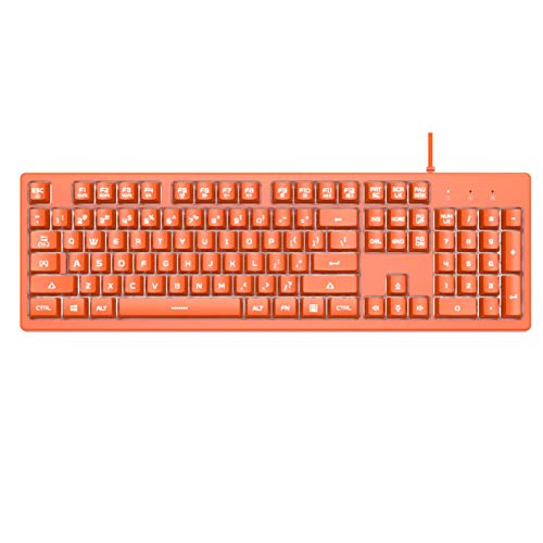 FIRSTBLOOD ONLY GAME. DKS100 Computer Keyboard, DOUYU White Backlit Mechanical Feel Membrane Gaming Keyboard, Wired 104 Keys for Gaming Office and Typing, Orange