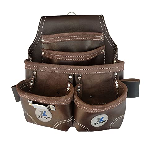 Zeluga ZL122TB 5 Pocket Heavy Duty Leather Tool Bag, Brown