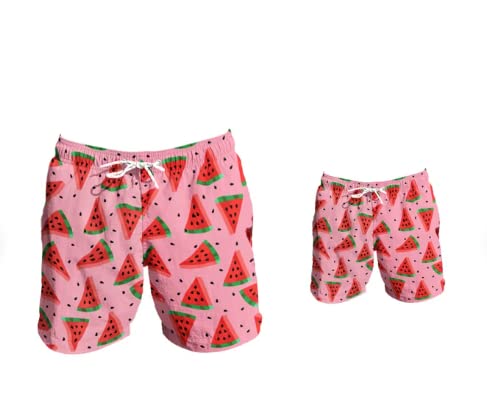 Father Son Matching Outfit inPink: Father Son Matching Swim Trunks, Father and Son Matching Swimsuit Boy- 7-8-Y