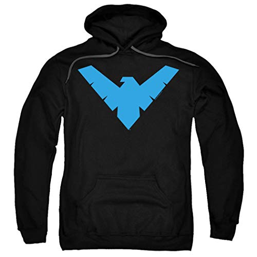 Popfunk Nightwing Logo Pull-Over Hoodie Sweatshirt & Stickers (Large) Black