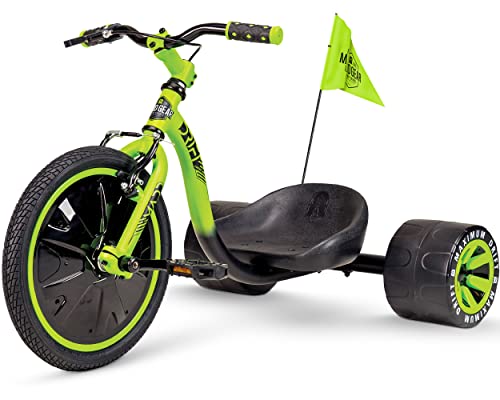 Madd Gear Drift Trike – Big Wheel Drifting Tricycle for Ages 5+ with Strong Steel Frame - Max Rider Weight 150lbs - Chopper Style Ride-On Kids Bike - Adjustable Seat - Safety Flag