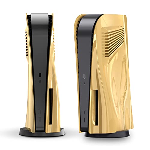 PS5 Plates for Disc Edition, innoAura PS5 Faceplate with Cooling Vents, Anti-Scratch Dustproof Protective PS5 Cover Plates, Premium ABS Replacement Shell for PS5 Disc Edition (Golden)
