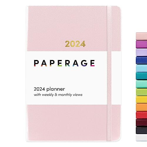 PAPERAGE 2024 Weekly & Monthly Hardcover Planner (Blush), 12 Month (January 2024 - December 2024), 5.7 in x 8 in, Weekly & Monthly Spreads, Includes Additional Note Pages, Back Pocket & Trackers