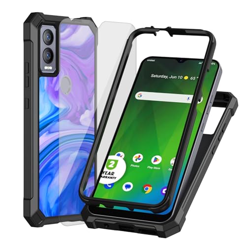Ailiber Phone Case for Cricket Magic 5G, AT T Propel 5G Case with Screen Protector, Dual Layer Structure Protection, Shockproof Corners TPU Bumper, Durable Protective Cover for Magic 5G-Purple Blue