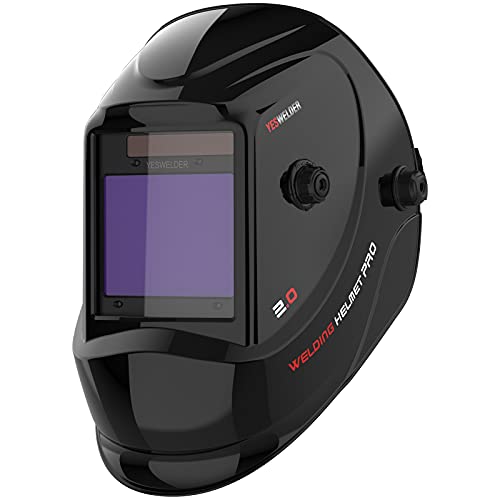 YESWELDER Large Viewing Screen 3.94'X3.27' True Color Solar Power Auto Darkening Welding Helmet, 4 Arc Sensor Wide Shade 4~5/9-9/13 for TIG MIG Arc Cut Grinding Welder Mask LYG-M800D