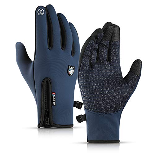 CURELIX Winter Gloves Men Women Touch Screen Warm Thermal Gloves, Cold Weather Gloves for Running Cycling Hiking Driving (Blue,L)