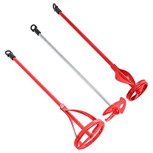 TCP Global Set of 3 Paint, Epoxy Resin, Mud and Cement Mixer Blades - Power Drill Stirring Tools - 14' Ribbon Mixing Paddles with 5/16' Hex Head Shafts, 1 Mini Mixer - Mix Gallon, Quarts - Concrete