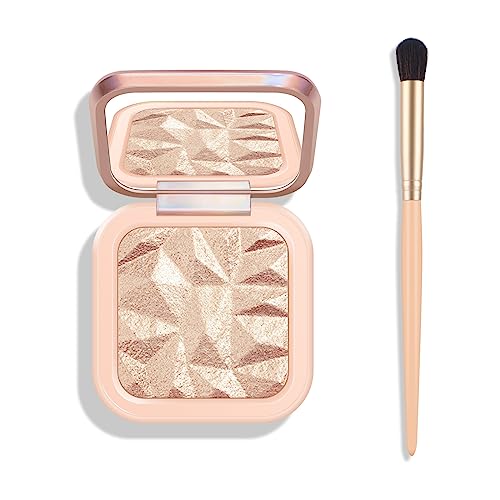 KYDA Face Highlighter Palette, Glossy Glitter Highlight Contouring Palette Natural Shiny Contour Makeup Illuminator Concealer Lasting Lightweight, by Ownest Beauty-SUN GLOW