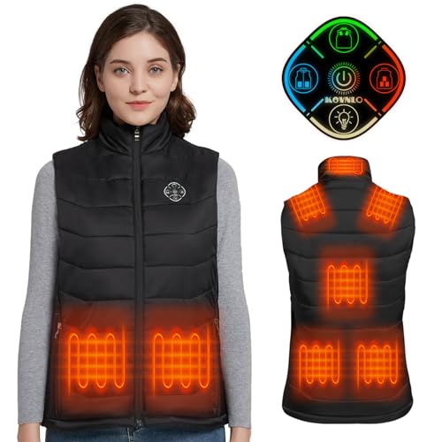 KOVNLO Womens Heated Vest, 4 in 1 Smart Controller, Lights-out Design, Lightweight Heating Vest (Battery Pack Not Included)