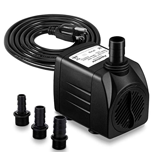 550GPH Submersible Water Pump (2000L/hr, 30W) - Ultra Quiet Pond Pump - Outdoor Fountain Pump with 7.2ft Vertical Lift - Aquarium Pump with 3 Nozzles, 6.56ft Power Cord - Compact Fish Tank Pump Black