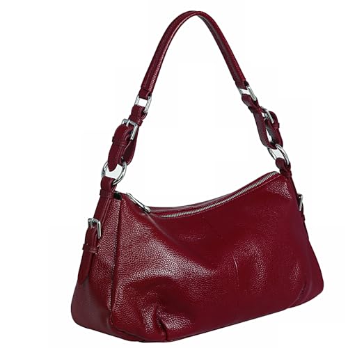 HESHE Leather Purses for Women Hobo Shoulder Bag Tote Top Handle Bag Ladies Handbags Crossbody Bags (Wine)