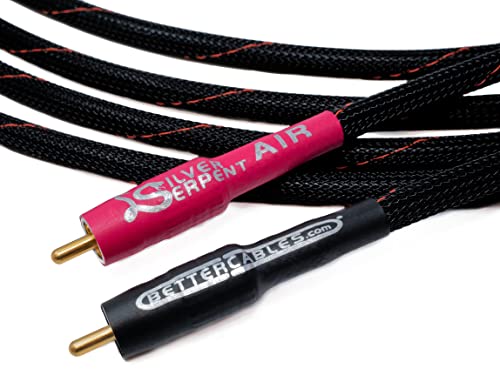 Better Cables 1.5 Feet Silver Serpent AIR Audiophile RCA Audio Interconnect Cables - Stereo Pair (2 Cables) Flagship, High-End, High-Performance, Premium Hi-Fi Audio
