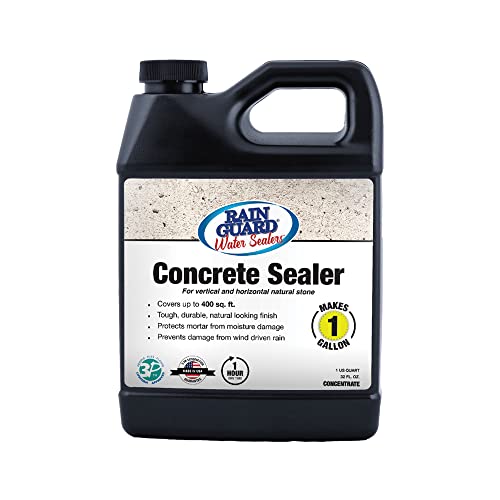Rain Guard Water Sealers SP-4001 Concrete Sealer Concentrate Makes 1 Gallon - Clear Natural Finish - Deep Penetrating Water Repellent Protection for All Concrete Surfaces -Water-Based Silane/Siloxane