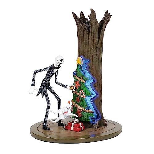 Department 56 Disney The Nightmare Before Christmas Village Accessories Jack Skellington Discovers Christmas Town Lit Figurine, 6.5 Inch, Multicolor