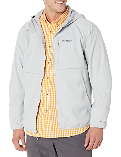 Columbia Men's Terminal Stretch Softshell Hooded Jacket, Cool Grey, Large