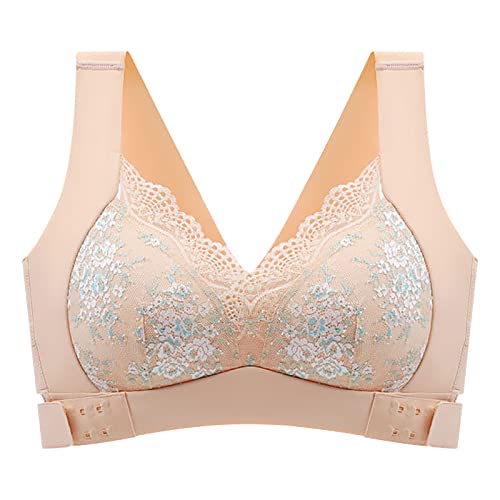 wearhouse.Deals Clearance Open Box Womens Kendally Comfy Corset Bra Front Cross Side Buckle Lace Bras Wireless Push Up Lace Bras High Impact Sports Bras Orange Bralette Beige M